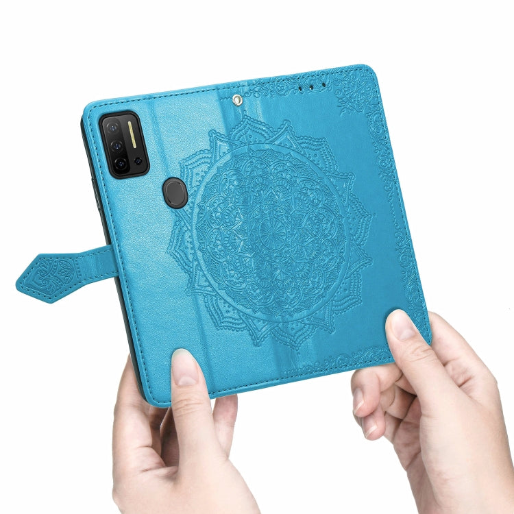 For Ulefone Note 11 Plus Mandala Flower Embossed Horizontal Flip Leather Case with Bracket / Card Slot / Wallet / Lanyard(Blue)