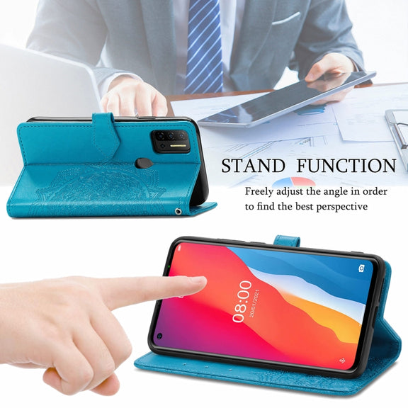 For Ulefone Note 11 Plus Mandala Flower Embossed Horizontal Flip Leather Case with Bracket / Card Slot / Wallet / Lanyard(Blue)