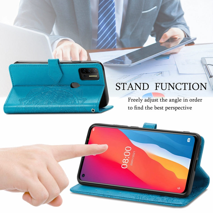 For Ulefone Note 11 Plus Mandala Flower Embossed Horizontal Flip Leather Case with Bracket / Card Slot / Wallet / Lanyard(Blue)