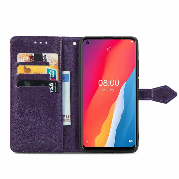 For Ulefone Note 11 Plus Mandala Flower Embossed Horizontal Flip Leather Case with Bracket / Card Slot / Wallet / Lanyard(Purple)