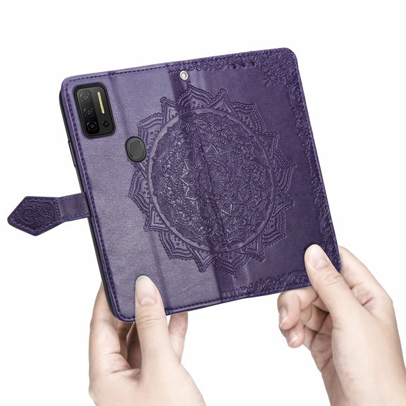For Ulefone Note 11 Plus Mandala Flower Embossed Horizontal Flip Leather Case with Bracket / Card Slot / Wallet / Lanyard(Purple)