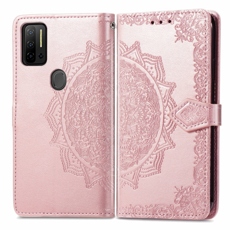 For Ulefone Note 11 Plus Mandala Flower Embossed Horizontal Flip Leather Case with Bracket / Card Slot / Wallet / Lanyard(Rose Gold)