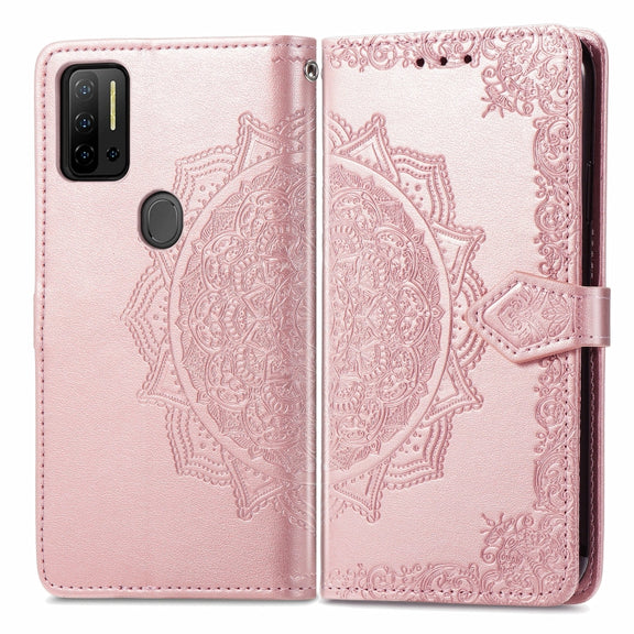For Ulefone Note 11 Plus Mandala Flower Embossed Horizontal Flip Leather Case with Bracket / Card Slot / Wallet / Lanyard(Rose Gold)