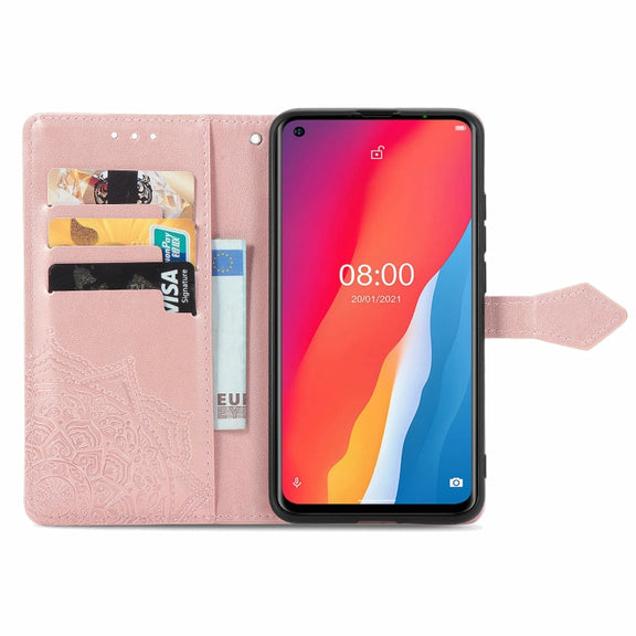 For Ulefone Note 11 Plus Mandala Flower Embossed Horizontal Flip Leather Case with Bracket / Card Slot / Wallet / Lanyard(Rose Gold)