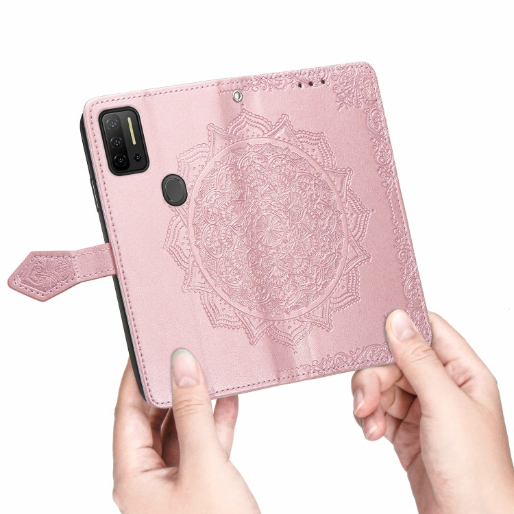 For Ulefone Note 11 Plus Mandala Flower Embossed Horizontal Flip Leather Case with Bracket / Card Slot / Wallet / Lanyard(Rose Gold)