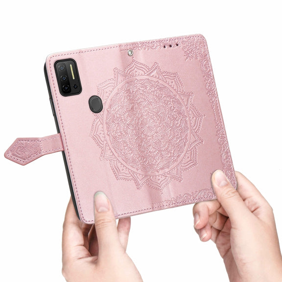 For Ulefone Note 11 Plus Mandala Flower Embossed Horizontal Flip Leather Case with Bracket / Card Slot / Wallet / Lanyard(Rose Gold)