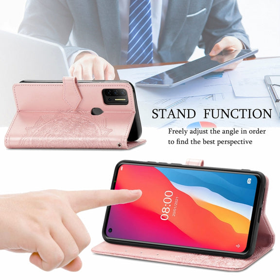 For Ulefone Note 11 Plus Mandala Flower Embossed Horizontal Flip Leather Case with Bracket / Card Slot / Wallet / Lanyard(Rose Gold)