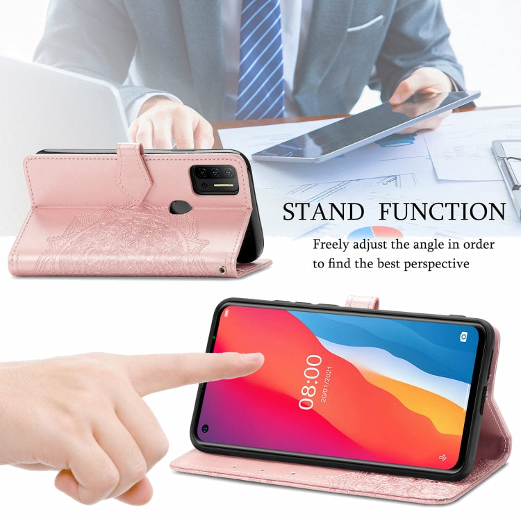 For Ulefone Note 11 Plus Mandala Flower Embossed Horizontal Flip Leather Case with Bracket / Card Slot / Wallet / Lanyard(Rose Gold)