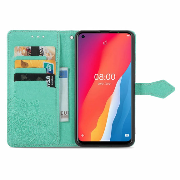 For Ulefone Note 11 Plus Mandala Flower Embossed Horizontal Flip Leather Case with Bracket / Card Slot / Wallet / Lanyard(Green)
