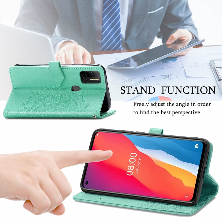 For Ulefone Note 11 Plus Mandala Flower Embossed Horizontal Flip Leather Case with Bracket / Card Slot / Wallet / Lanyard(Green)