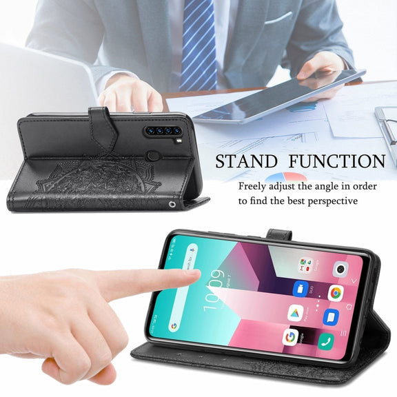 For Blackview A80 Pro Mandala Flower Embossed Horizontal Flip Leather Case with Holder & Three Card Slots & Wallet & Lanyard(Black)