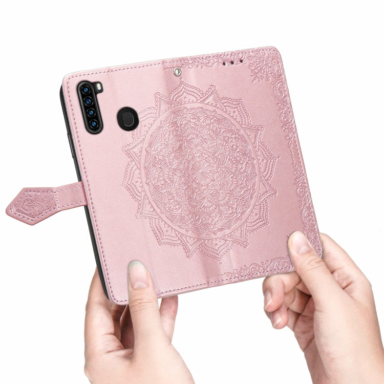 For Blackview A80 Pro Mandala Flower Embossed Horizontal Flip Leather Case with Holder & Three Card Slots & Wallet & Lanyard(Rose Gold)