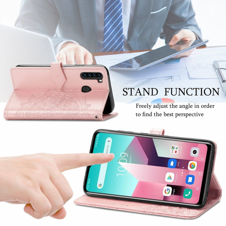 For Blackview A80 Pro Mandala Flower Embossed Horizontal Flip Leather Case with Holder & Three Card Slots & Wallet & Lanyard(Rose Gold)