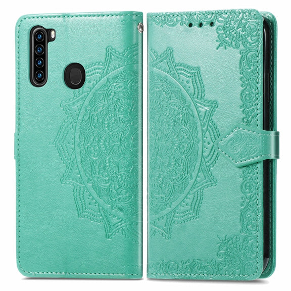 For Blackview A80 Pro Mandala Flower Embossed Horizontal Flip Leather Case with Holder & Three Card Slots & Wallet & Lanyard(Green)