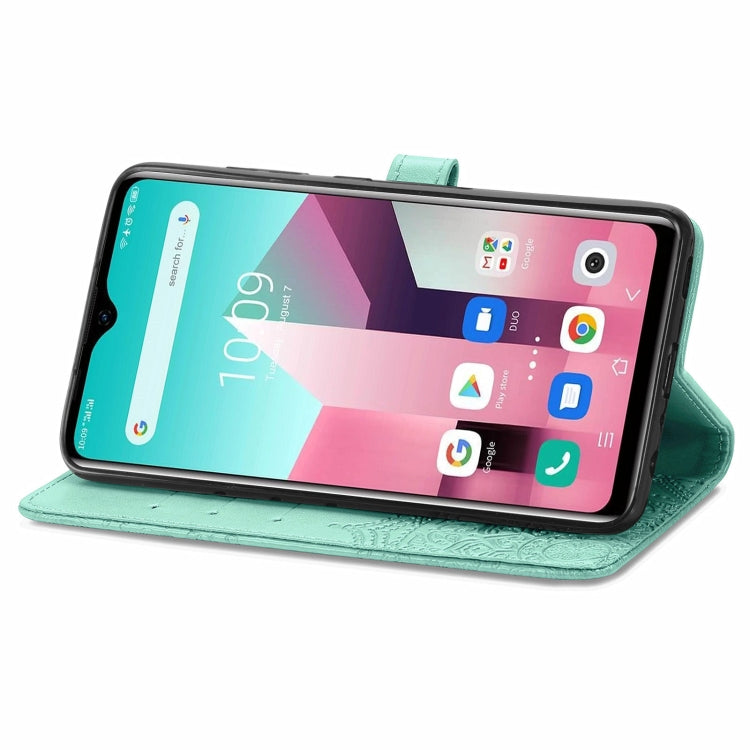 For Blackview A80 Pro Mandala Flower Embossed Horizontal Flip Leather Case with Holder & Three Card Slots & Wallet & Lanyard(Green)