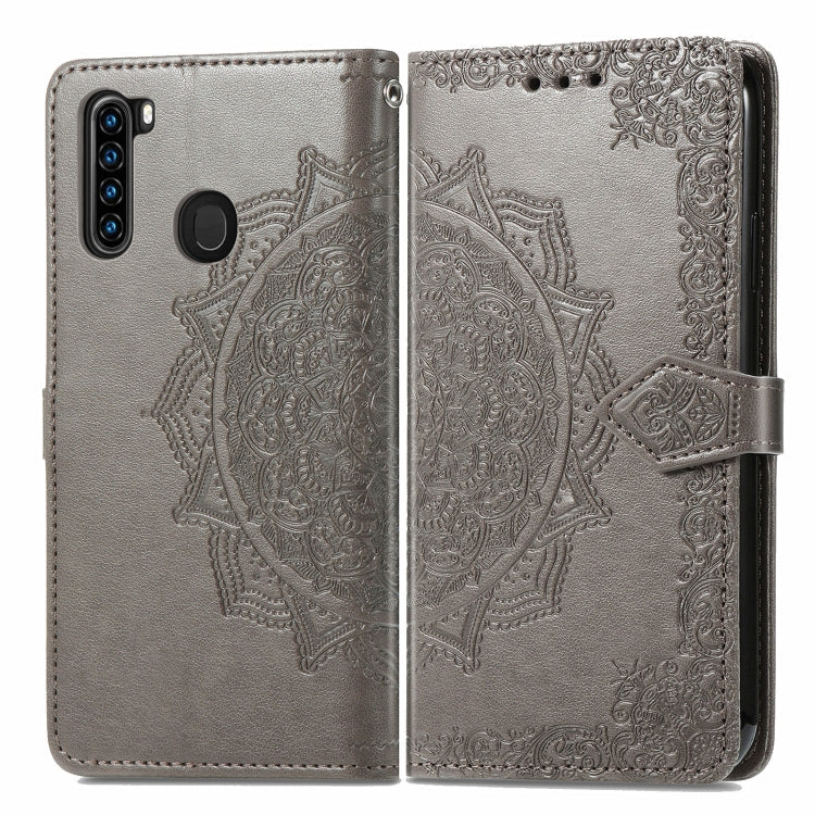 For Blackview A80 Pro Mandala Flower Embossed Horizontal Flip Leather Case with Holder & Three Card Slots & Wallet & Lanyard(Grey)