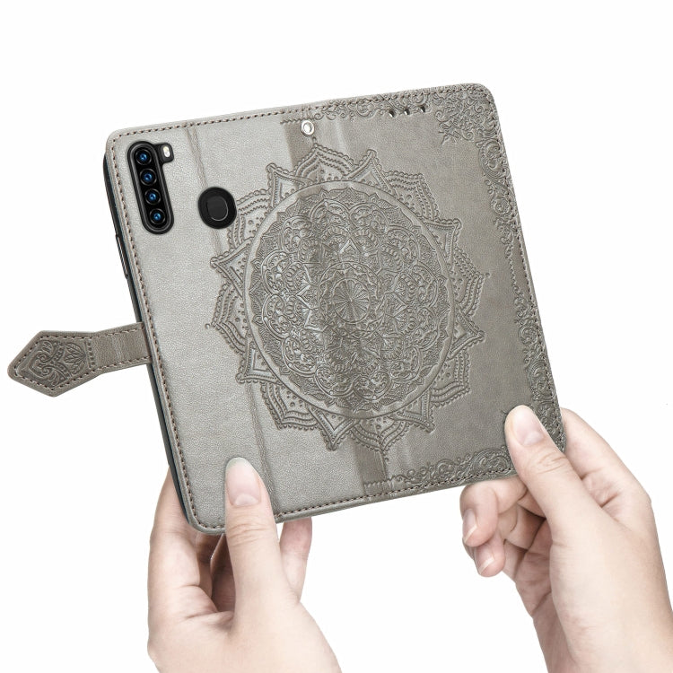 For Blackview A80 Pro Mandala Flower Embossed Horizontal Flip Leather Case with Holder & Three Card Slots & Wallet & Lanyard(Grey)