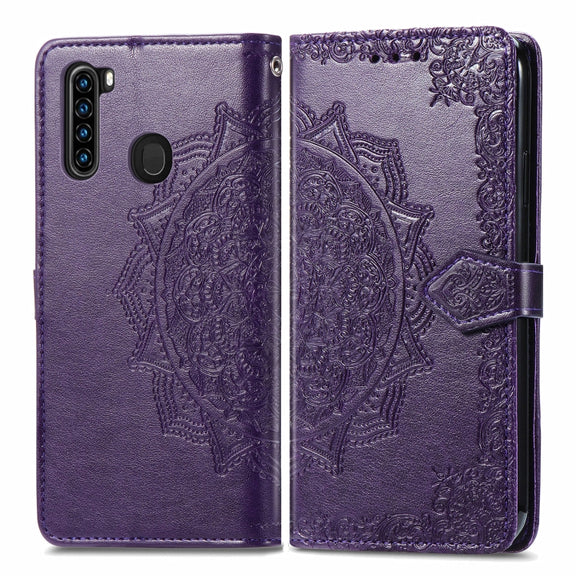 For Blackview A80 Pro Mandala Flower Embossed Horizontal Flip Leather Case with Holder & Three Card Slots & Wallet & Lanyard(Purple)