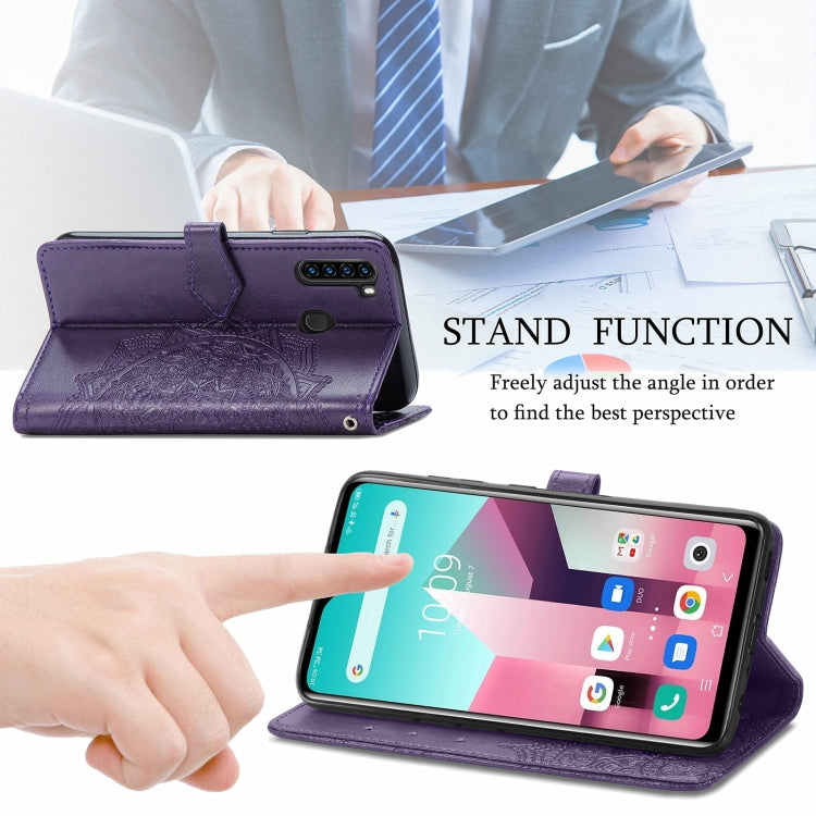 For Blackview A80 Pro Mandala Flower Embossed Horizontal Flip Leather Case with Holder & Three Card Slots & Wallet & Lanyard(Purple)