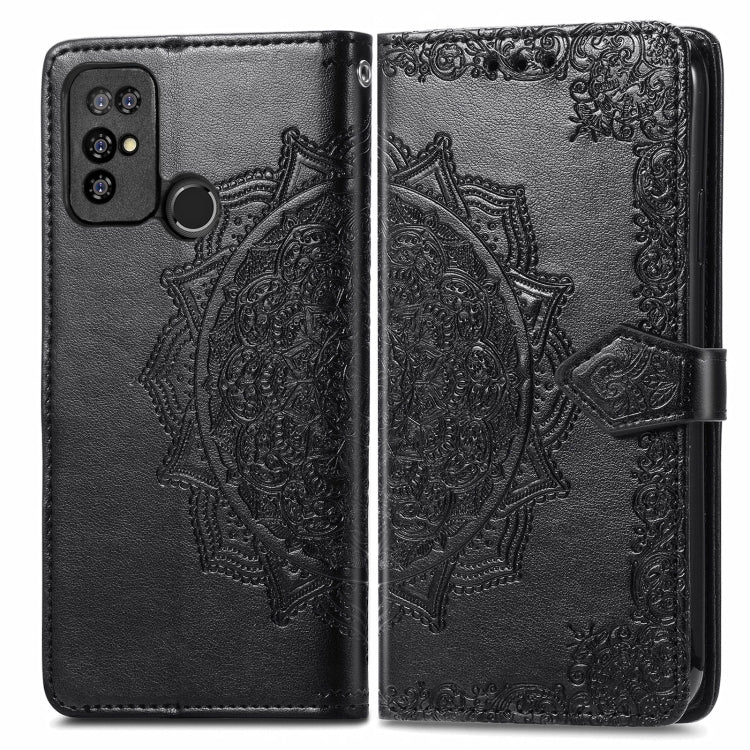 For Doogee X96 Pro Mandala Flower Embossed Horizontal Flip Leather Case with Holder & Three Card Slots & Wallet & Lanyard(Black)