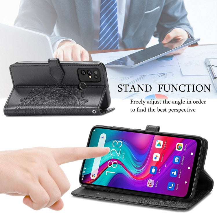 For Doogee X96 Pro Mandala Flower Embossed Horizontal Flip Leather Case with Holder & Three Card Slots & Wallet & Lanyard(Black)