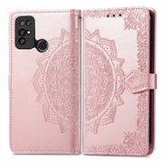 For Doogee X96 Pro Mandala Flower Embossed Horizontal Flip Leather Case with Holder & Three Card Slots & Wallet & Lanyard(Rose Gold)