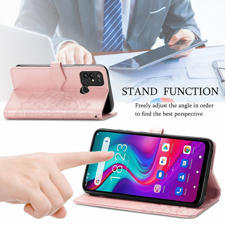 For Doogee X96 Pro Mandala Flower Embossed Horizontal Flip Leather Case with Holder & Three Card Slots & Wallet & Lanyard(Rose Gold)