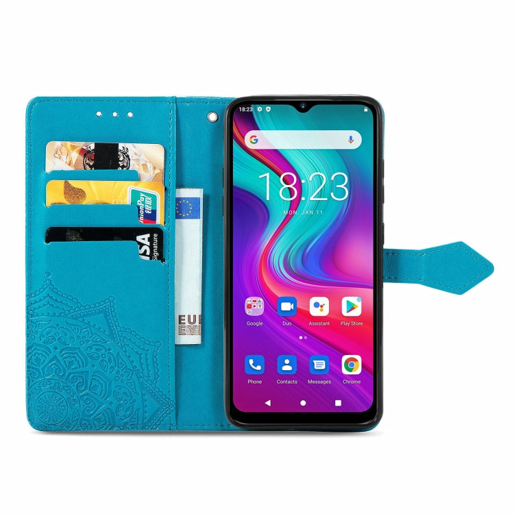 For Doogee X96 Pro Mandala Flower Embossed Horizontal Flip Leather Case with Holder & Three Card Slots & Wallet & Lanyard(Blue)