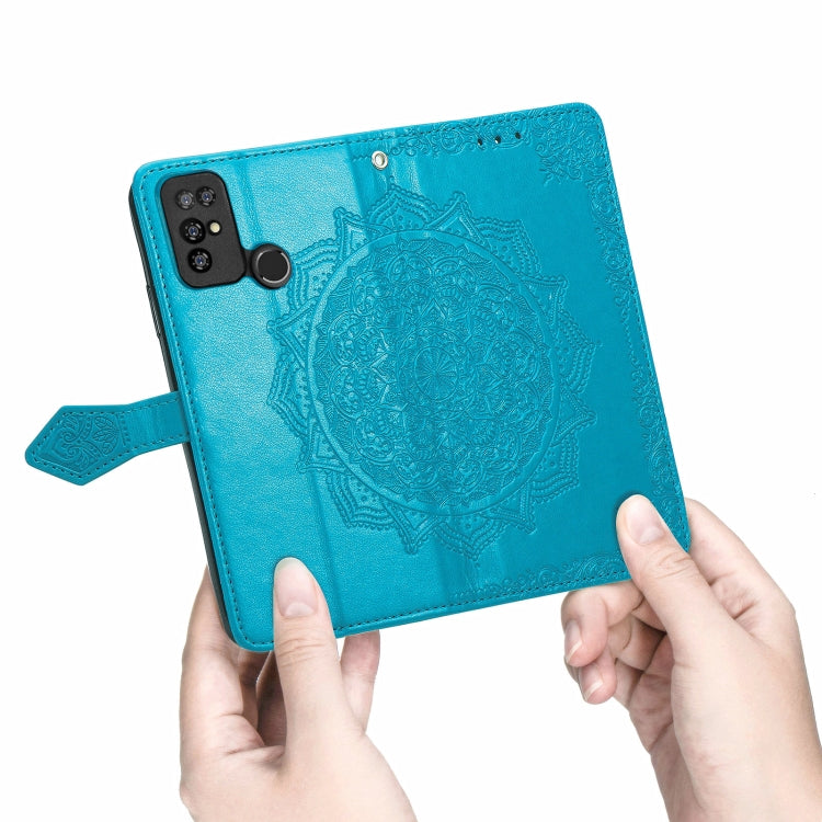 For Doogee X96 Pro Mandala Flower Embossed Horizontal Flip Leather Case with Holder & Three Card Slots & Wallet & Lanyard(Blue)