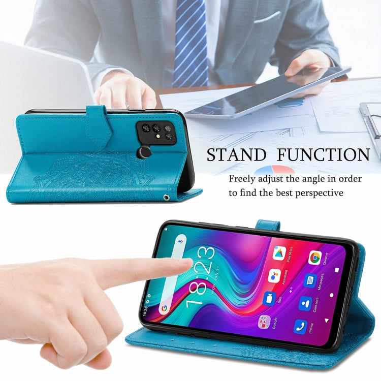 For Doogee X96 Pro Mandala Flower Embossed Horizontal Flip Leather Case with Holder & Three Card Slots & Wallet & Lanyard(Blue)
