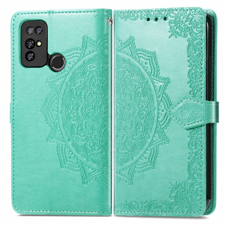 For Doogee X96 Pro Mandala Flower Embossed Horizontal Flip Leather Case with Holder & Three Card Slots & Wallet & Lanyard(Green)