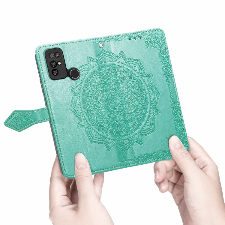For Doogee X96 Pro Mandala Flower Embossed Horizontal Flip Leather Case with Holder & Three Card Slots & Wallet & Lanyard(Green)
