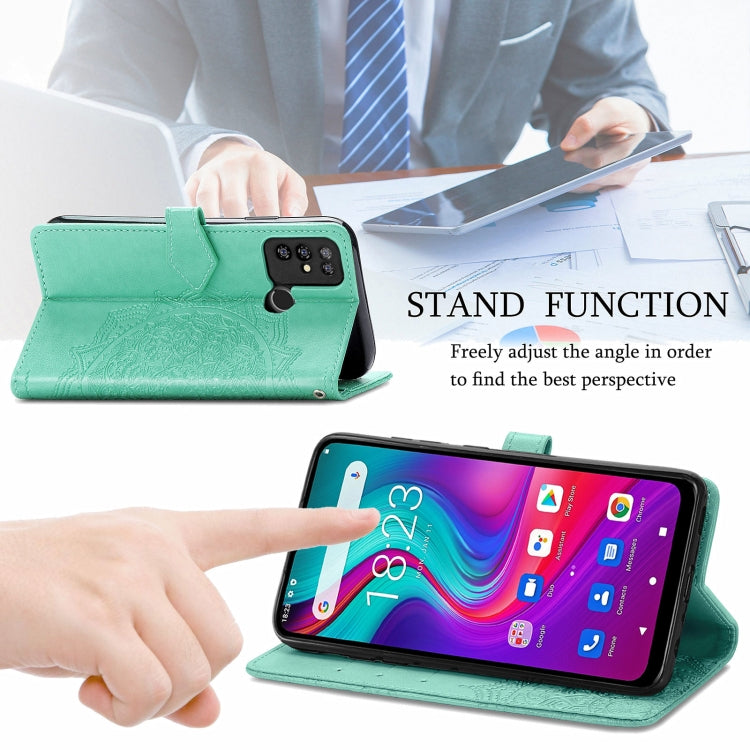 For Doogee X96 Pro Mandala Flower Embossed Horizontal Flip Leather Case with Holder & Three Card Slots & Wallet & Lanyard(Green)