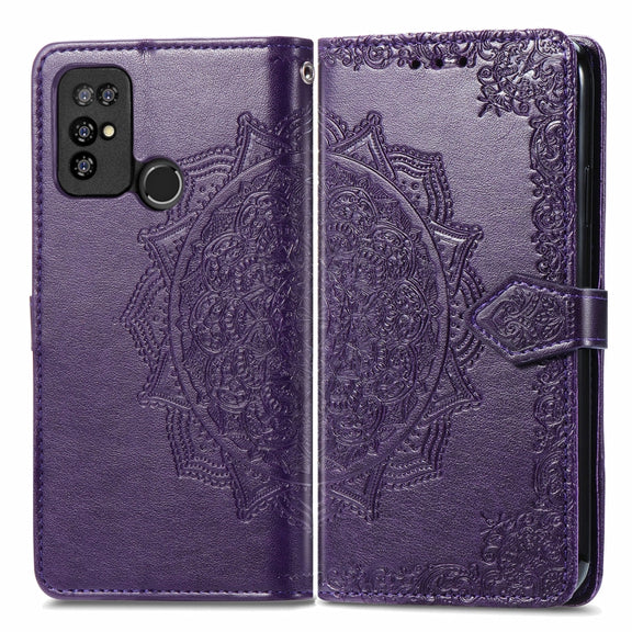 For Doogee X96 Pro Mandala Flower Embossed Horizontal Flip Leather Case with Holder & Three Card Slots & Wallet & Lanyard(Purple)