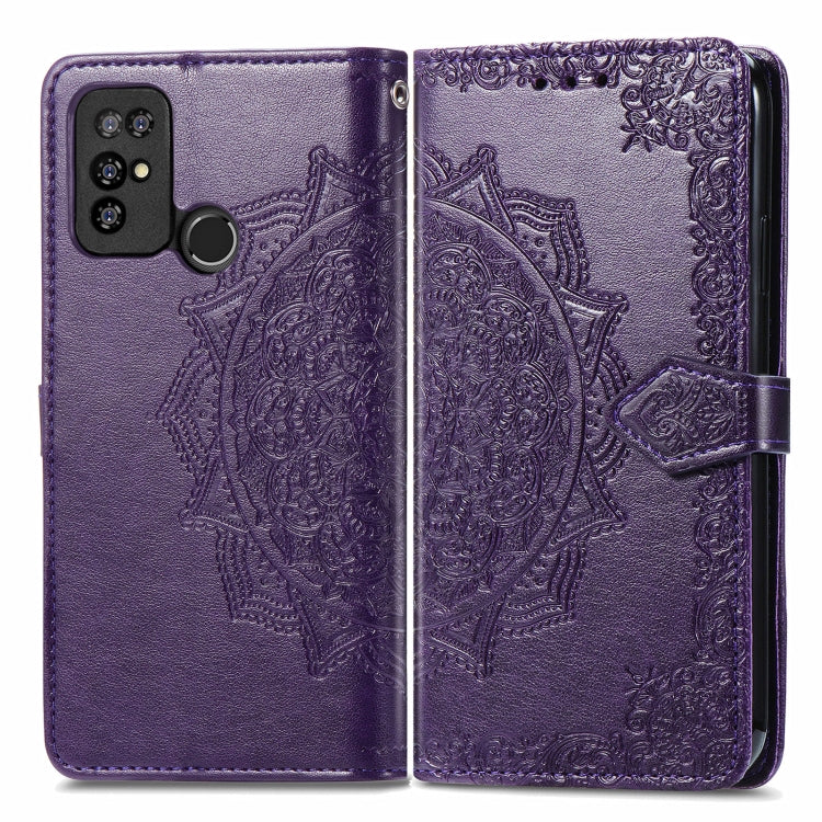 For Doogee X96 Pro Mandala Flower Embossed Horizontal Flip Leather Case with Holder & Three Card Slots & Wallet & Lanyard(Purple)