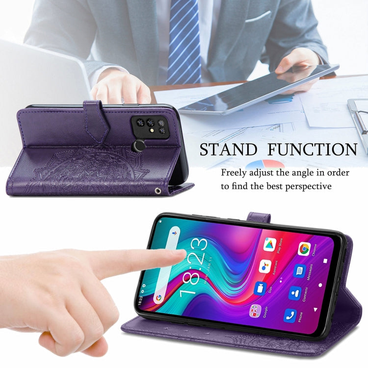 For Doogee X96 Pro Mandala Flower Embossed Horizontal Flip Leather Case with Holder & Three Card Slots & Wallet & Lanyard(Purple)
