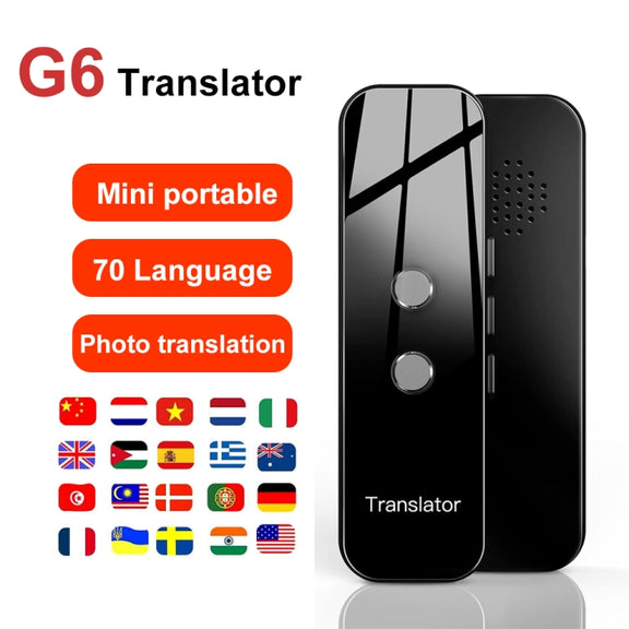 G6 Portable Instant Real Time Voice Translator Multi Language Voice Personal Travel Assistant Translator(Black)