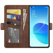 For OPPO Reno6 Pro 5G Dual-side Magnetic Buckle Horizontal Flip Leather Case with Holder & Card Slots & Wallet(Brown)