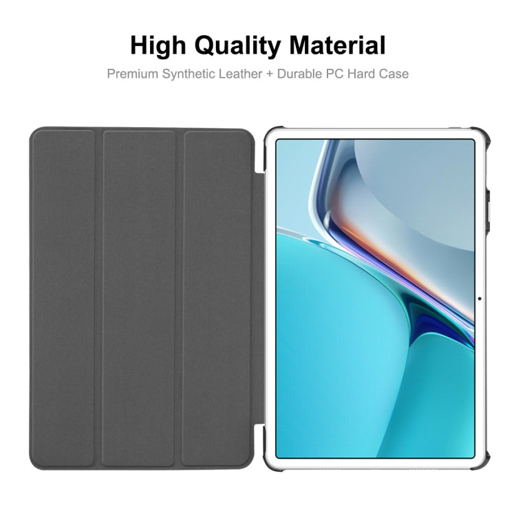 For Huawei MatePad 11 2021 ENKAY Custer Texture Horizontal Flip PU+PC Leather Case with Three-folding Holder & Sleep / Wake-up Function(Dark Blue)