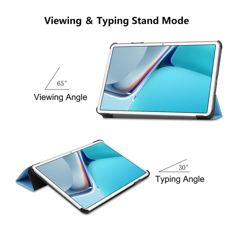 For Huawei MatePad 11 2021 ENKAY Custer Texture Horizontal Flip PU+PC Leather Case with Three-folding Holder & Sleep / Wake-up Function(Dark Blue)