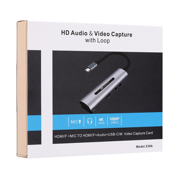 Z39A HDMI / F + Microphone HDMI / F + Audio + USB 4K Capture Card, Support Windows Android Linux and MacOS Etc