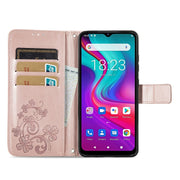 For  Doogee X96 Pro Four-leaf Clasp Embossed Buckle Mobile Phone Protection Leather Case with Lanyard & Card Slot & Wallet & Bracket Function(Rose Gold)