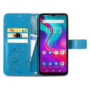 For  Doogee X96 Pro Four-leaf Clasp Embossed Buckle Mobile Phone Protection Leather Case with Lanyard & Card Slot & Wallet & Bracket Function(Blue)