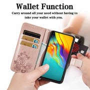 For  Doogee X96 Pro Four-leaf Clasp Embossed Buckle Mobile Phone Protection Leather Case with Lanyard & Card Slot & Wallet & Bracket Function(Gray)