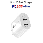 40W Dual Port PD / Type-C Fast Charger for iPhone / iPad Series, US Plug(White)