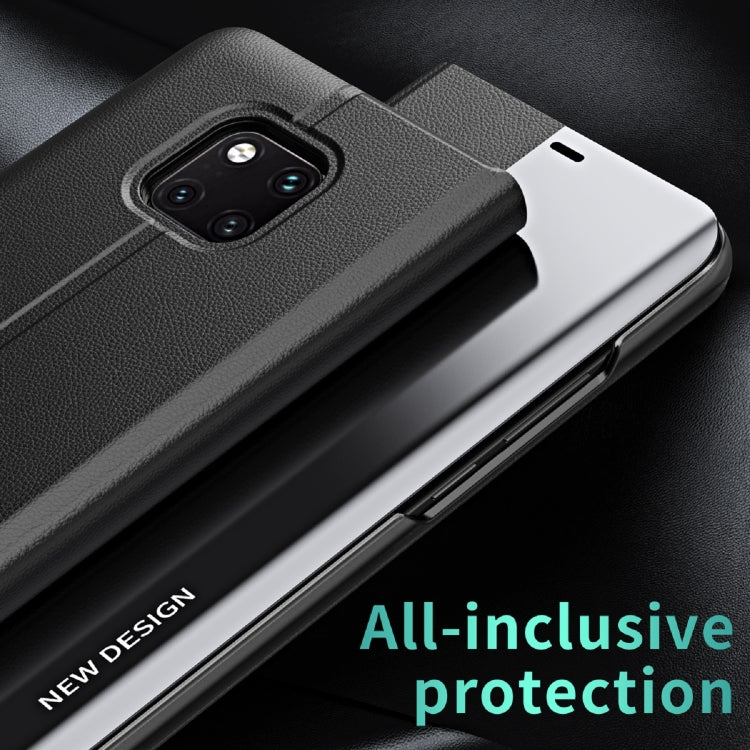For Huawei P30 Pro Side Electroplated Dormant Ultra-Thin Horizontal Flip Leather Case with Holder(Silver)