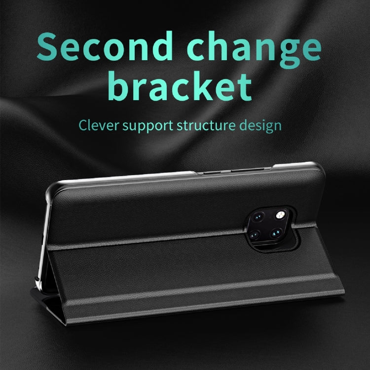 For Huawei P30 Pro Side Electroplated Dormant Ultra-Thin Horizontal Flip Leather Case with Holder(Silver)