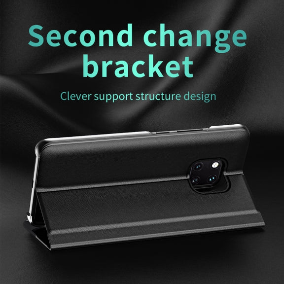 For Huawei P30 Pro Side Electroplated Dormant Ultra-Thin Horizontal Flip Leather Case with Holder(Silver)