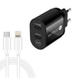 40W Dual Port PD / Type-C Fast Charger with Type-C to 8 Pin Data Cable, EU Plug(Black) - USB Charger by PMC TechLife | Online Shopping South Africa | PMC TechLife | Buy Now Pay Later Mobicred