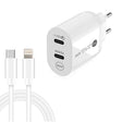 40W Dual Port PD / Type-C Fast Charger with Type-C to 8 Pin Data Cable, EU Plug(White) - USB Charger by PMC TechLife | Online Shopping South Africa | PMC TechLife | Buy Now Pay Later Mobicred